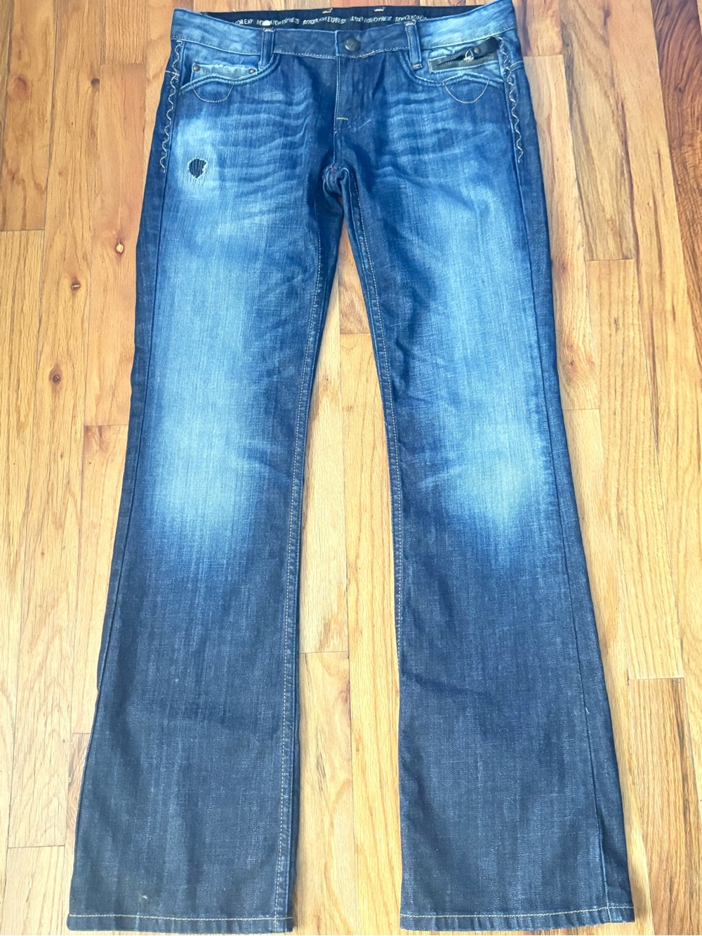 Rerock for Express jeans Womens 8 Y2K Bootcut western distressed embellished